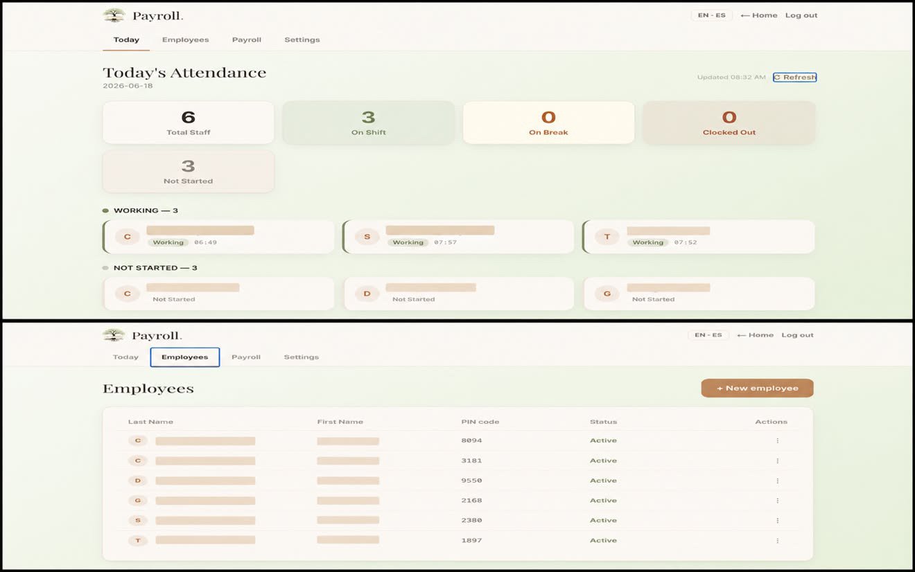 Employee time-tracking dashboard