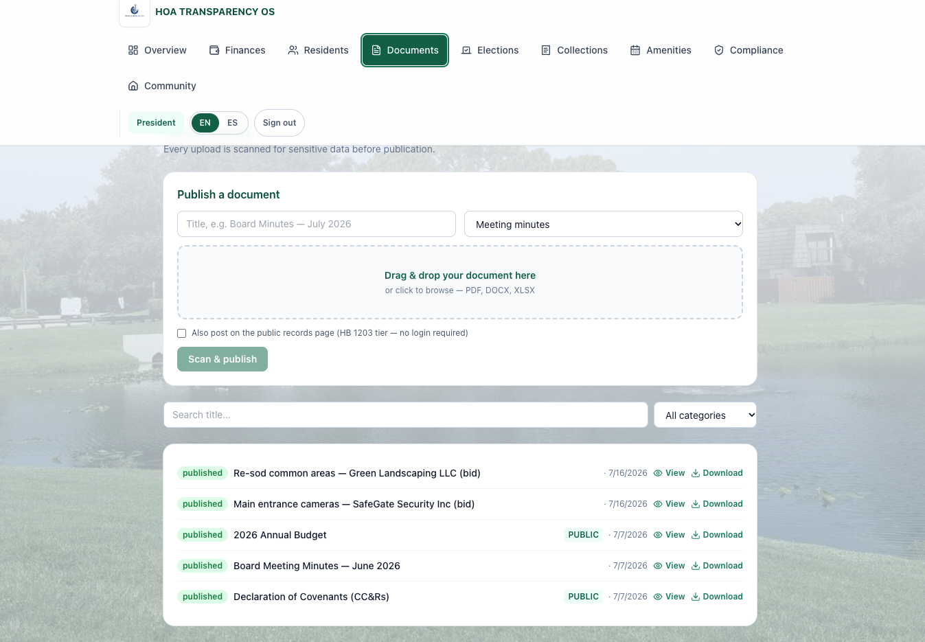 HOA Transparency OS &mdash; Public document archive